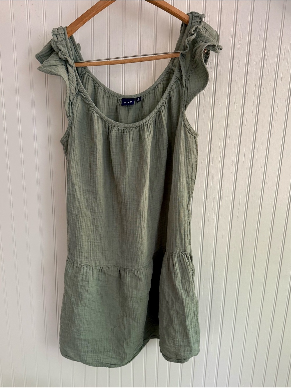 GAP Sage Green Gauze Dress Large Tall